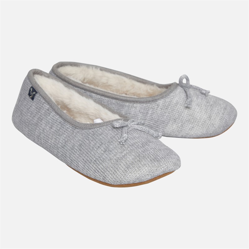 Crew Clothing Womens Soft Ballet Slippers Grey Marl