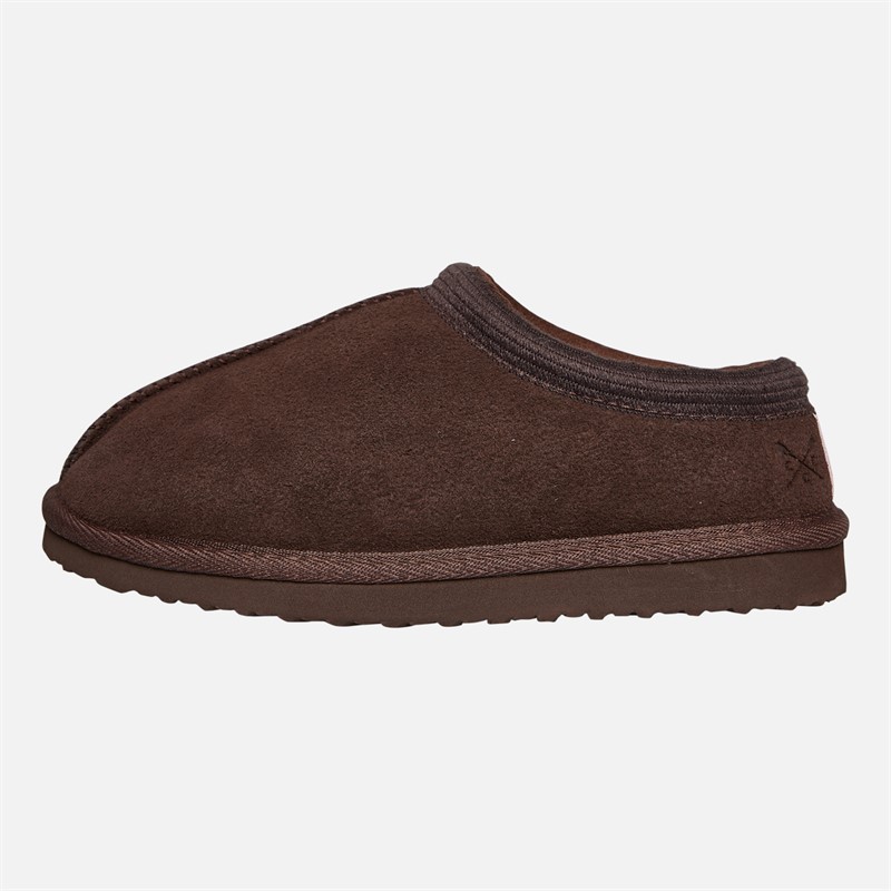 Crew Clothing Womens Suede Butt Seam Slippers Light Taupe