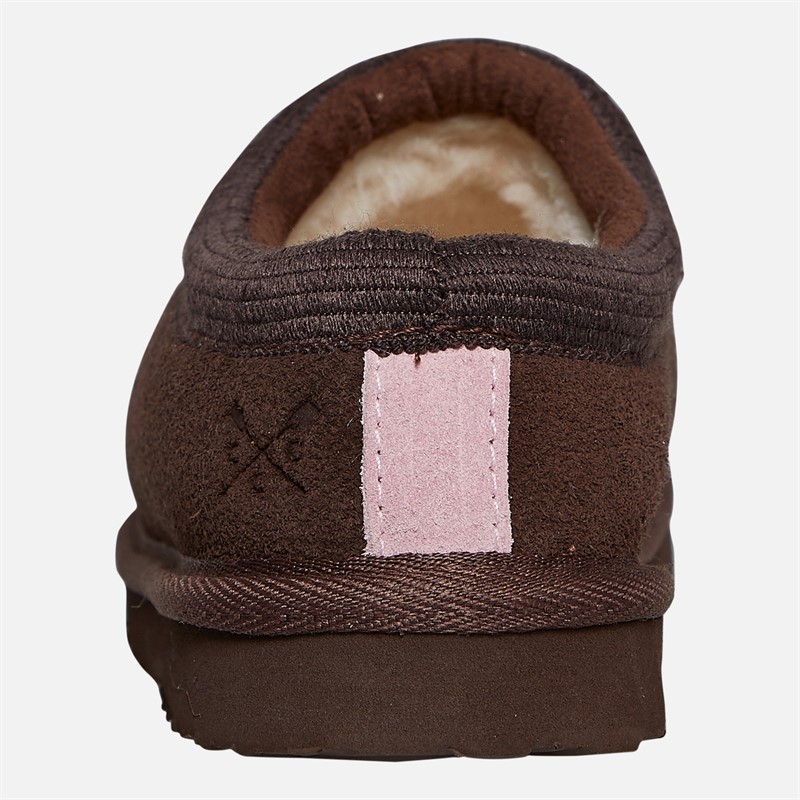 Crew Clothing Womens Suede Butt Seam Slippers Light Taupe