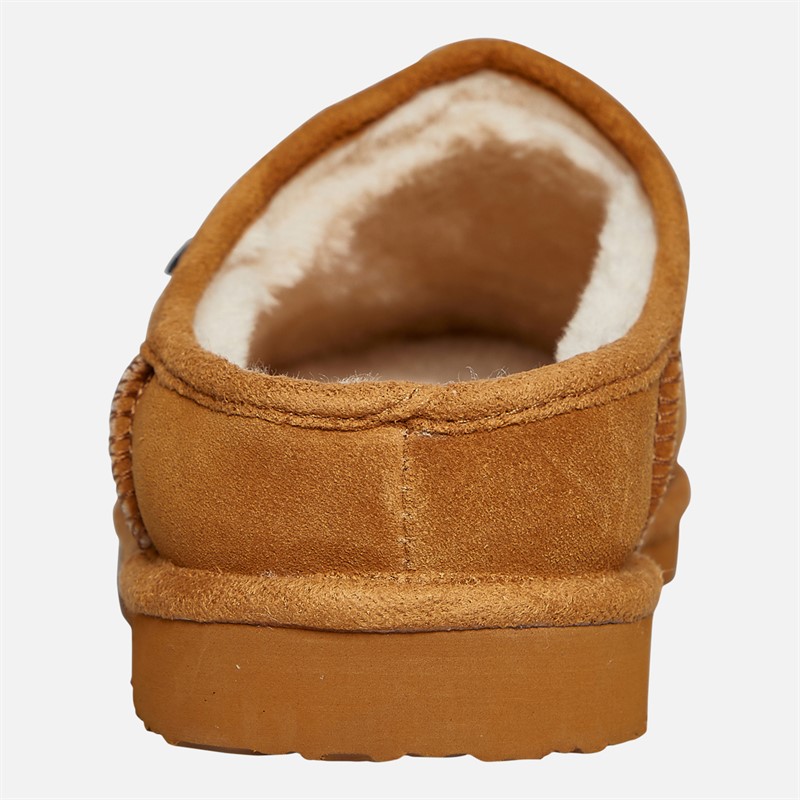Crew Clothing Mens Suede Low Back Slippers Tan