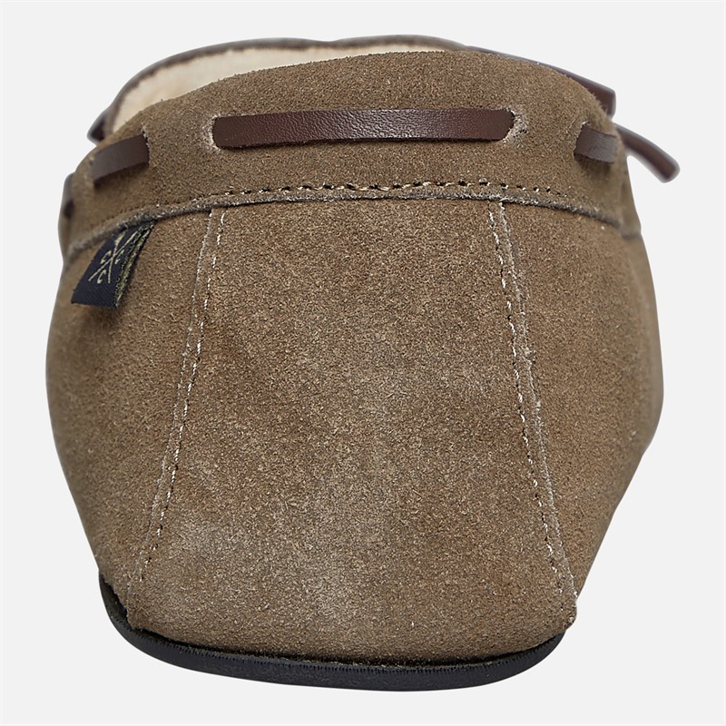 Crew Clothing Mens Lace Moccasin Suede Slippers Heritage Tan