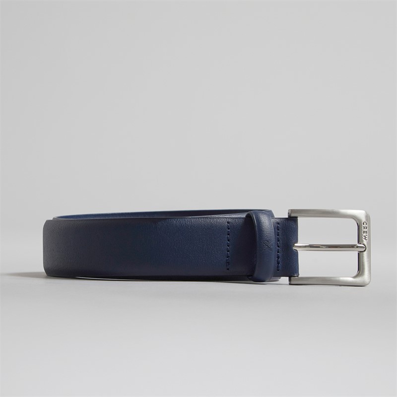 Crew Clothing Mens Leather Belt Blue