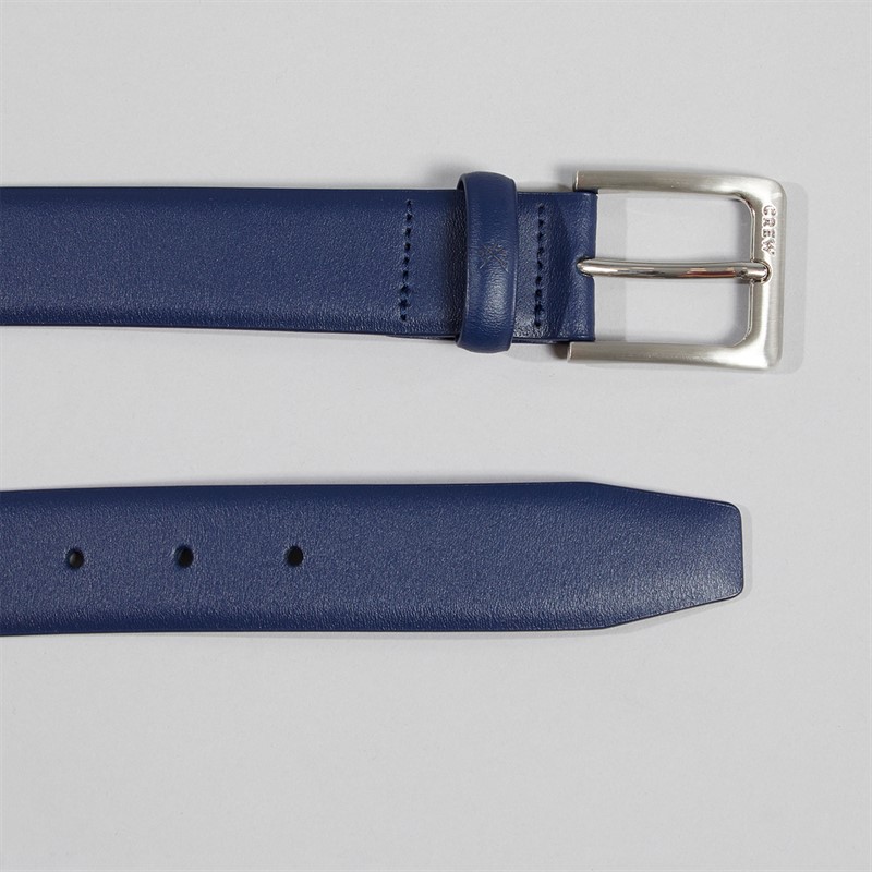 Crew Clothing Mens Leather Belt Blue