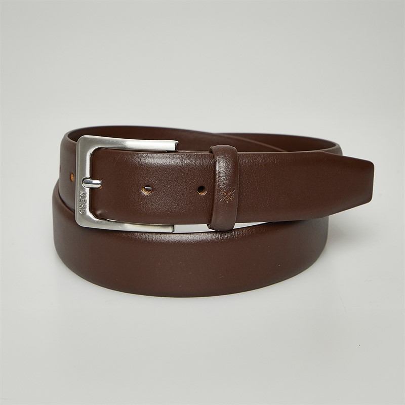 Crew Clothing Mens Leather Belt Chocolate