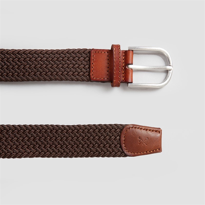 Crew Clothing Mens Woven Belt Chocolate