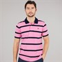 Crew Clothing Mens Stripe Polo Shirt Fuchsia Pink/Navy Fushia Pink/Navy