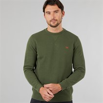 Crew Clothing Mens French Rib Crew Neck Sweatshirt Kombu Green