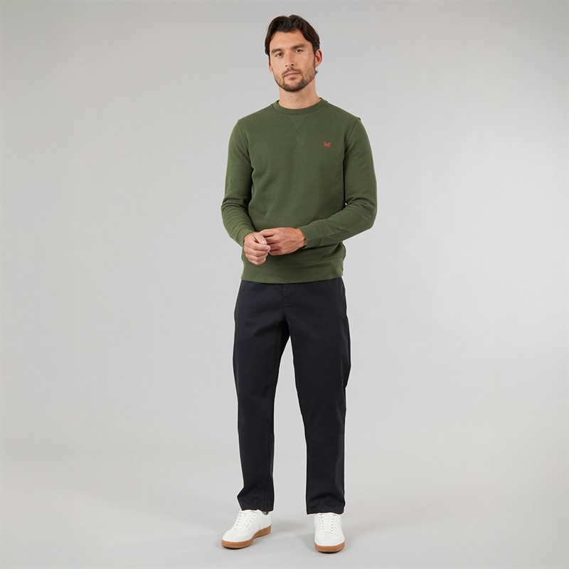 Crew Clothing Mens French Rib Crew Neck Sweatshirt Kombu Green