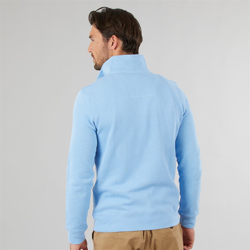Crew Clothing Mens French Rib Half Zip Sweatshirt Della Robbia Blue