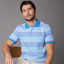 Crew Clothing Mens Oxford Stripe Polo Shirt Heritage White/Malibu Blue/Strong Blue