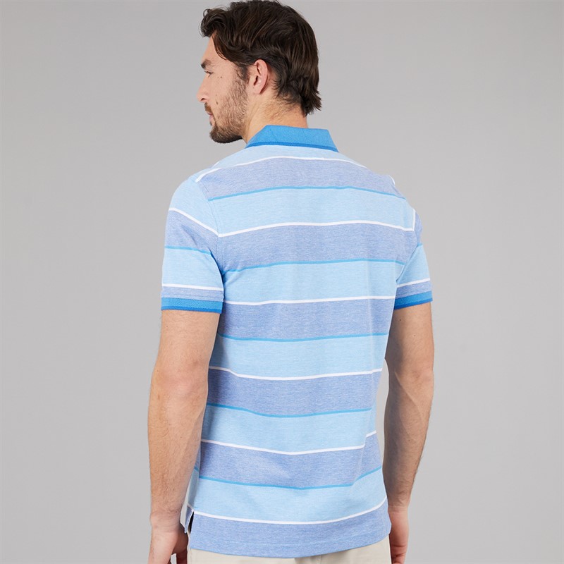 Crew Clothing Mens Oxford Stripe Polo Shirt Heritage White/Malibu Blue/Strong Blue