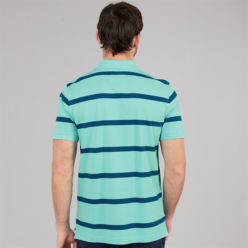Crew Clothing Mens Stripe Polo Shirt Moroccan Blue/Angle Blue