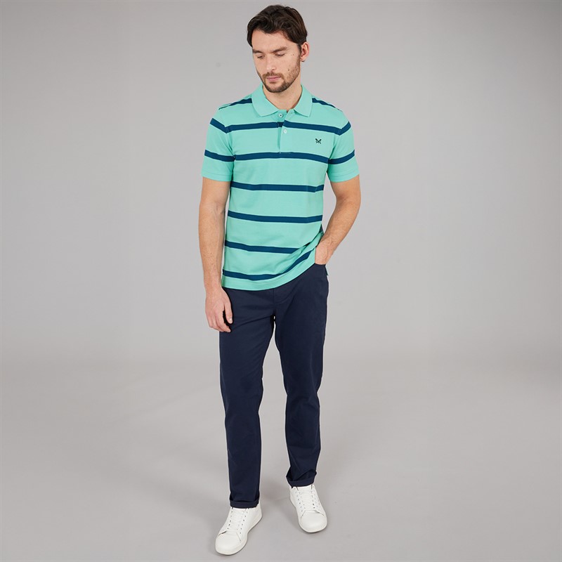 Crew Clothing Mens Stripe Polo Shirt Moroccan Blue/Angle Blue
