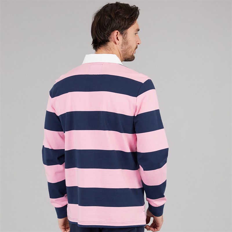 Crew Clothing Mens Heritage Stripe Rugby Shirt Pageant Blue/Fragrant Lilac