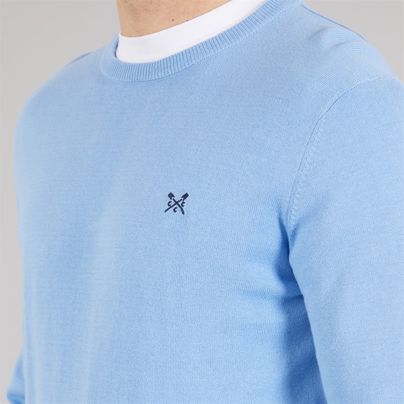 Crew Clothing Mens Cotton Crew Neck Jumper Della Robbia Blue