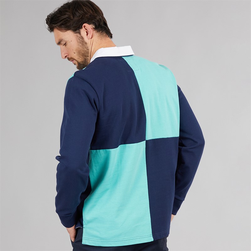 Crew Clothing Mens Harlequin Rugby Shirt Pageant Blue/Pool Blue