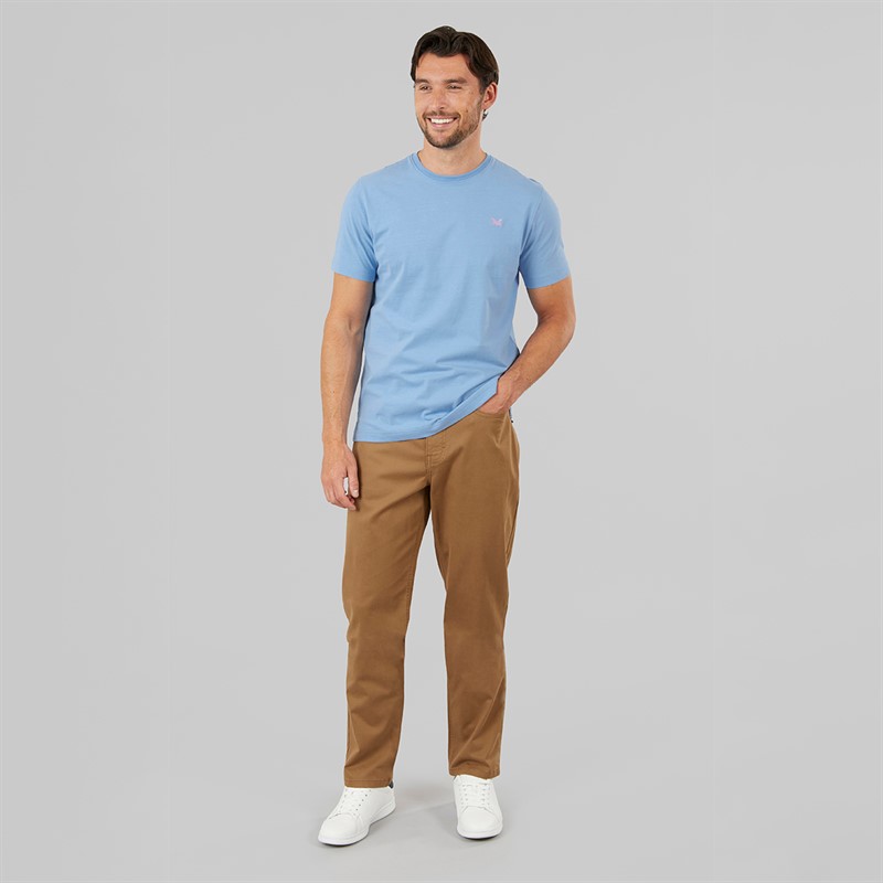 Crew Clothing Mens Round Neck T-Shirt Della Robbia Blue