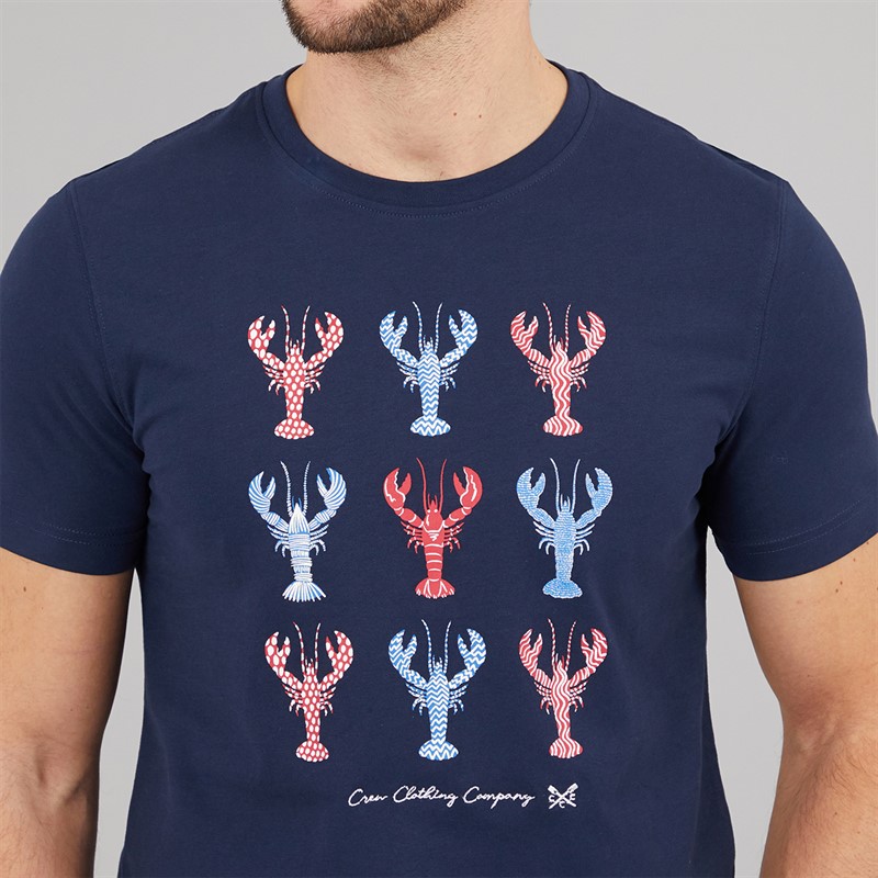 Crew Clothing Mens Lobster Print T-Shirt Heritage Navy