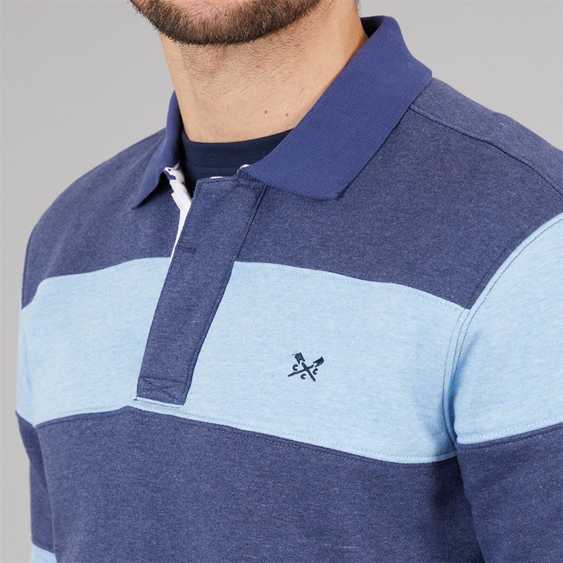 Crew Clothing Mens Rugby Shirt Della Robbia Blue/Deep Cobalt