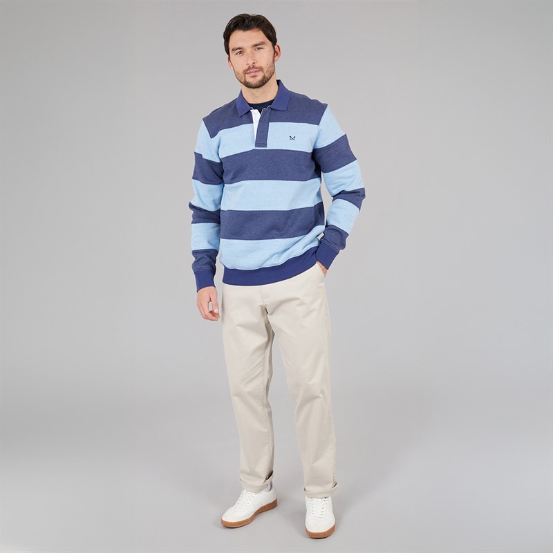 Crew Clothing Mens Rugby Shirt Della Robbia Blue/Deep Cobalt