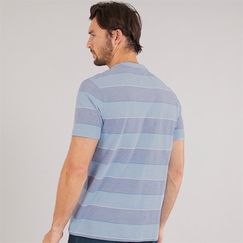 Crew Clothing Mens Oxford Stripe T-Shirt Heritage White/Malibu Blue