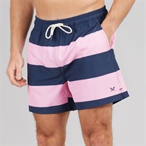 Crew Clothing Mens Stripe Swim Shorts Cameo Pink/Heritage Navy