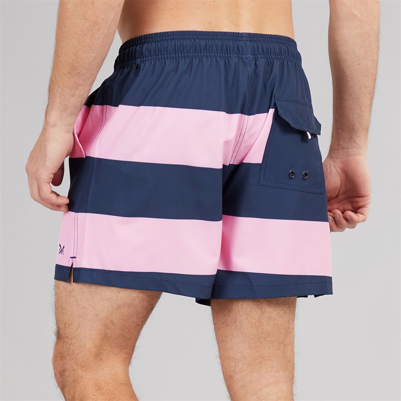 Crew Clothing Mens Stripe Swim Shorts Cameo Pink/Heritage Navy