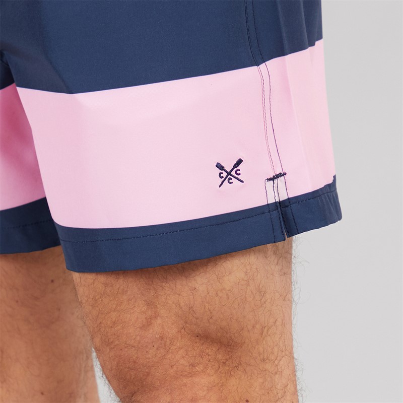 Crew Clothing Mens Stripe Swim Shorts Cameo Pink/Heritage Navy