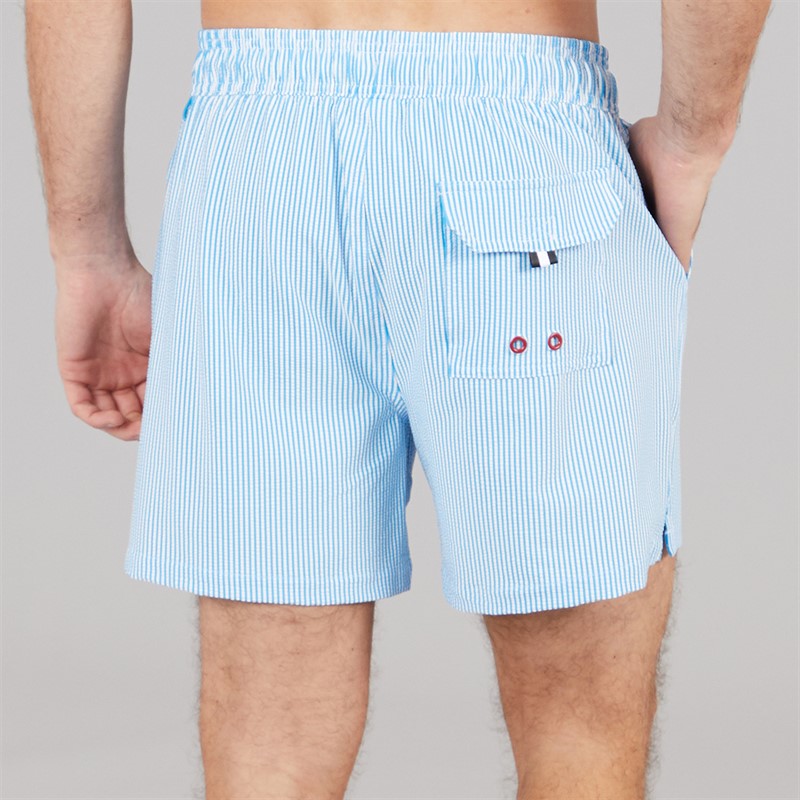 Crew Clothing Mens Stripe Seersucker Swim Shorts Heritage Navy/Heritage White Blue/Heritage White