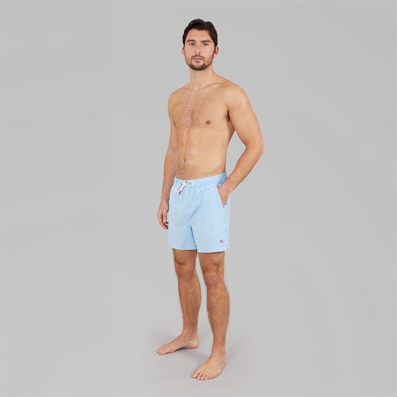 Crew Clothing Mens Stripe Seersucker Swim Shorts Heritage Navy/Heritage White Blue/Heritage White
