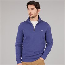 Crew Clothing Mens French Rib Half Zip Sweatshirt Deep Cobalt