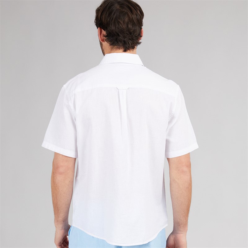 Crew Clothing Mens Classic Fit Short Sleeve Linen Shirt White