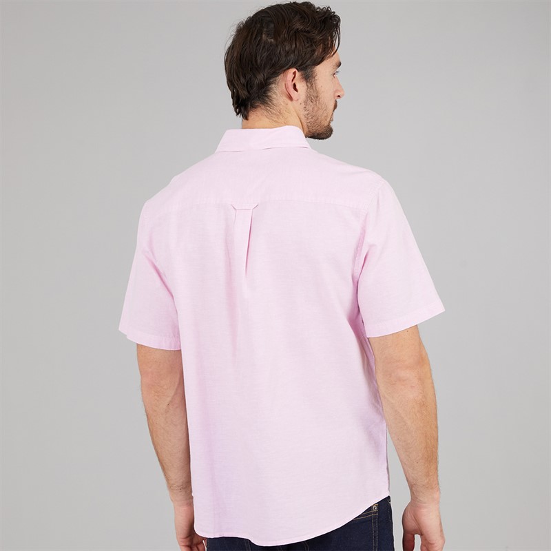 Crew Clothing Mens Classic Fit Short Sleeve Linen Shirt Fragrant Lilac/Heritage White