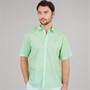 Crew Clothing Mens Short Sleeve Leaf Print Linen Shirt Light Grass Green/Heritage White