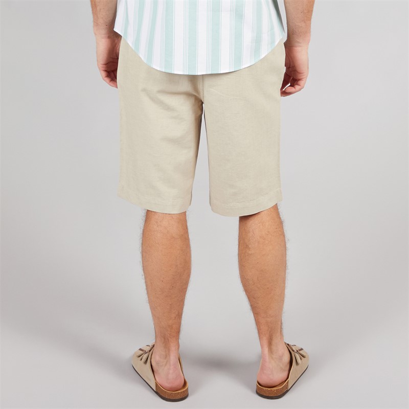 Crew Clothing Mens Linen Blend Shorts Heritage Stone/Heritage White