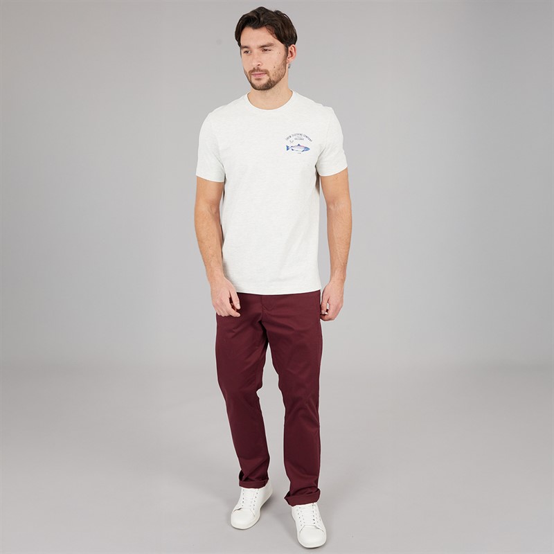 Crew Clothing Mens Fish Print T-Shirt Rainy Day Marl