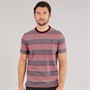 Crew Clothing Mens Oxford Stripe T-Shirt Heritage White/Crimson