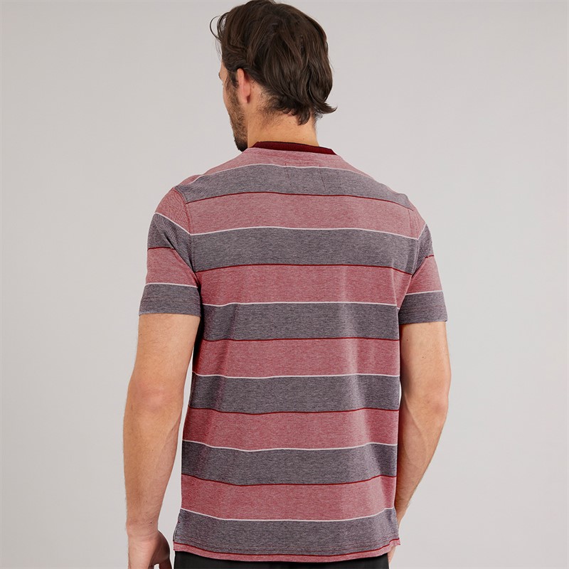 Crew Clothing Mens Oxford Stripe T-Shirt Heritage White/Crimson