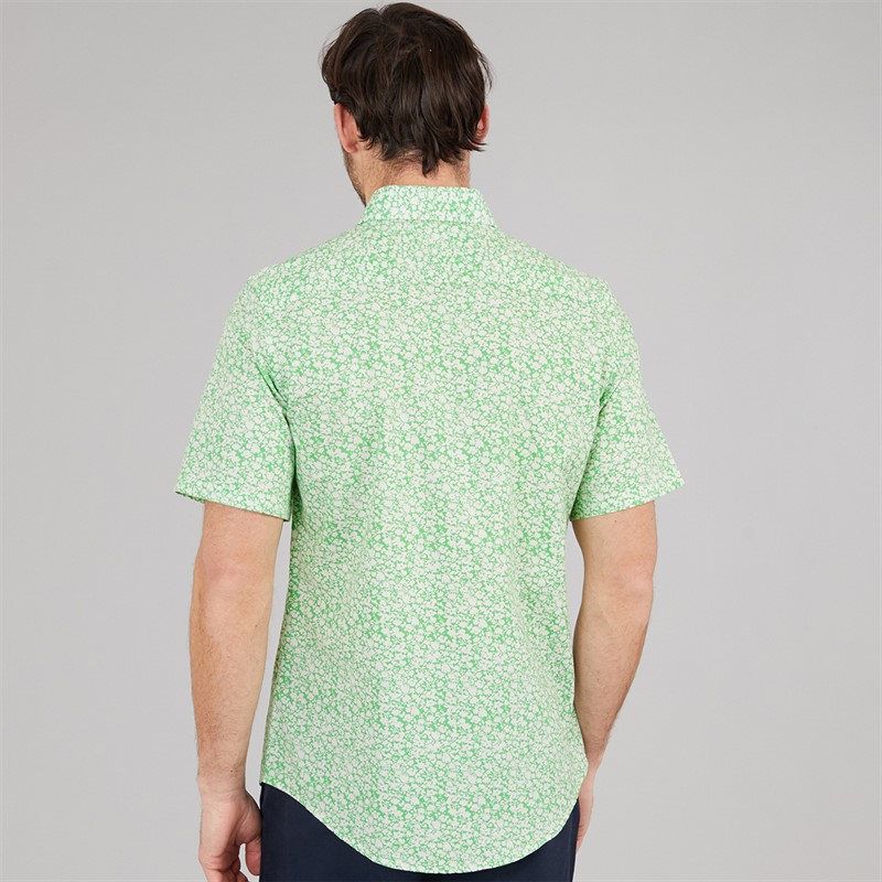 Crew Clothing Mens Short Sleeve Verity Poplin Shirt Light Grass Green