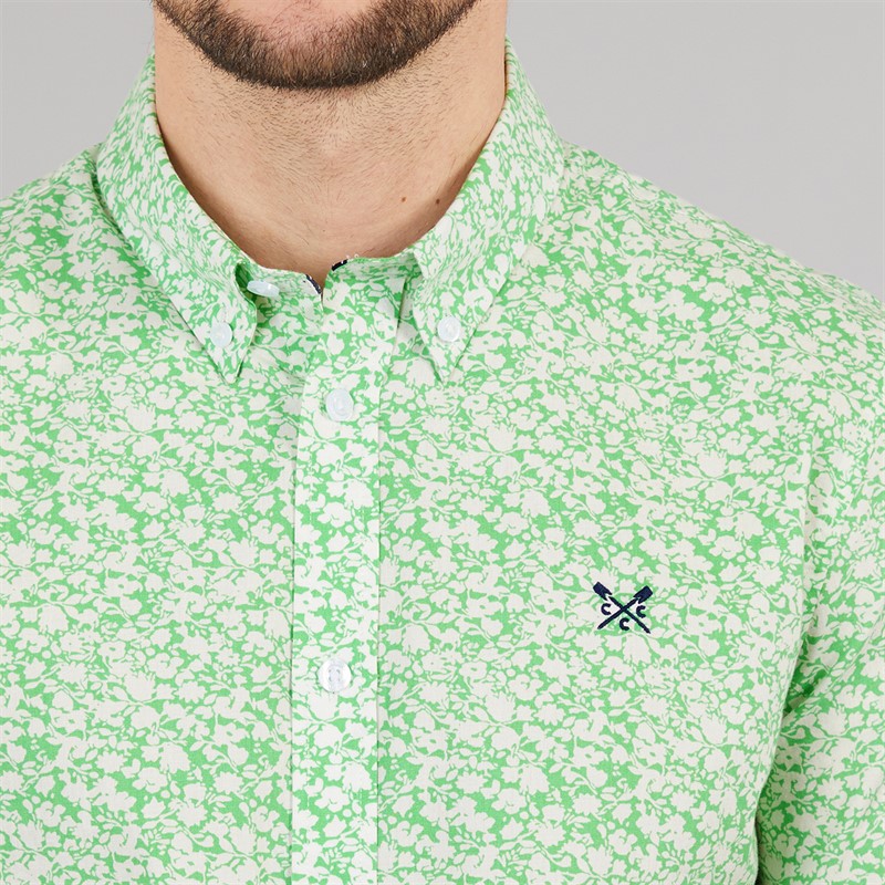 Crew Clothing Mens Short Sleeve Verity Poplin Shirt Light Grass Green