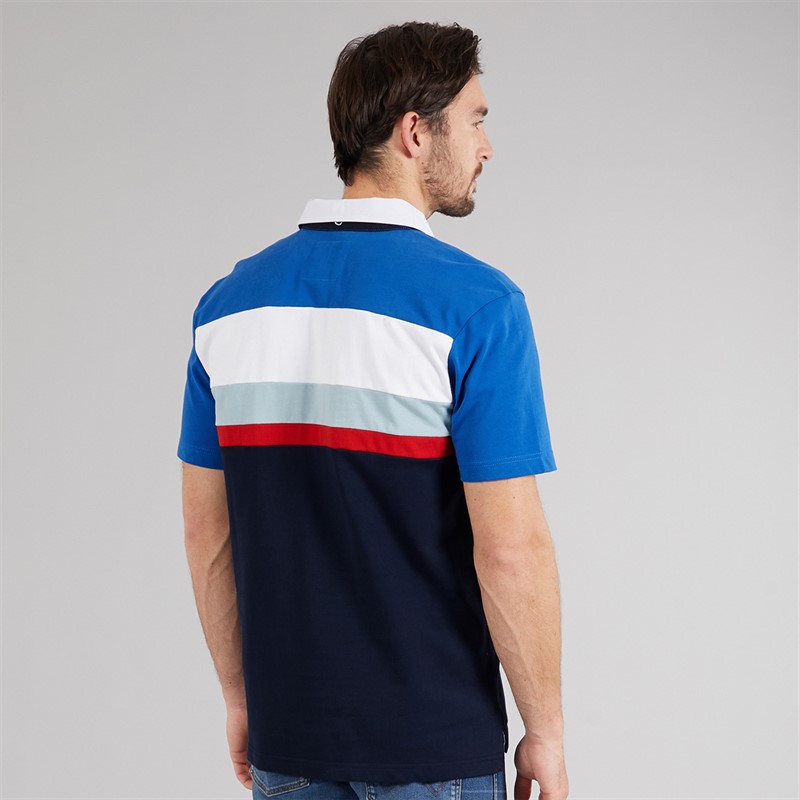 Crew Clothing Mens Short Sleeve Stripe Rugby Shirt Heritage Navy/Strong Blue/Crimson/Dream Blue