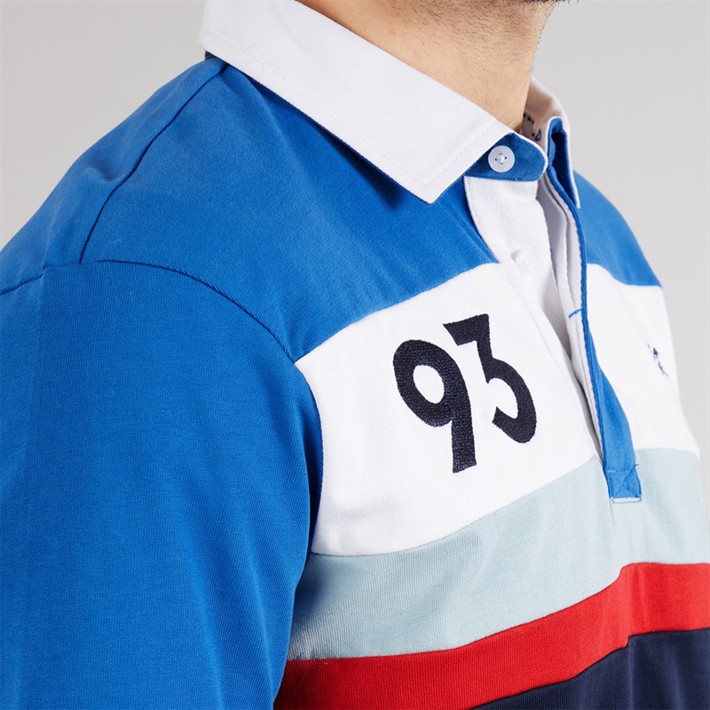 Crew Clothing Mens Short Sleeve Stripe Rugby Shirt Heritage Navy/Strong Blue/Crimson/Dream Blue