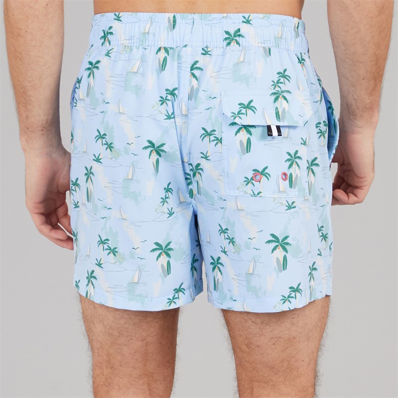 Crew Clothing Mens Island Print Swim Shorts Blues