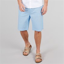 Crew Clothing Mens Linen Blend Shorts Malibu Blue/Heritage White