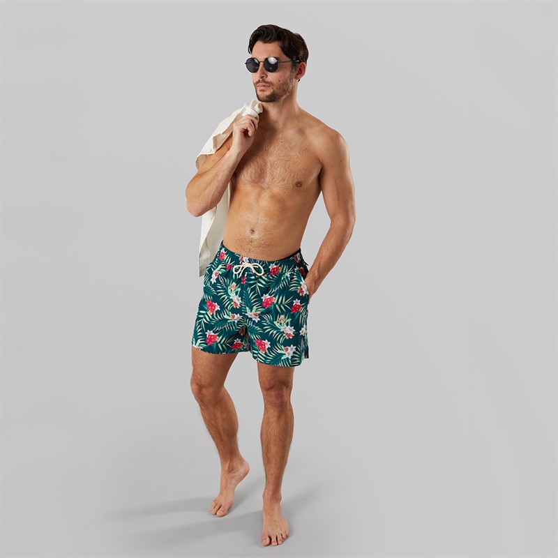 Crew Clothing Mens Tropical Print Swim Shorts Navy
