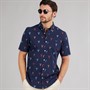 Crew Clothing Mens Short Sleeve Lobster Poplin Shirt Heritage Navy/Red