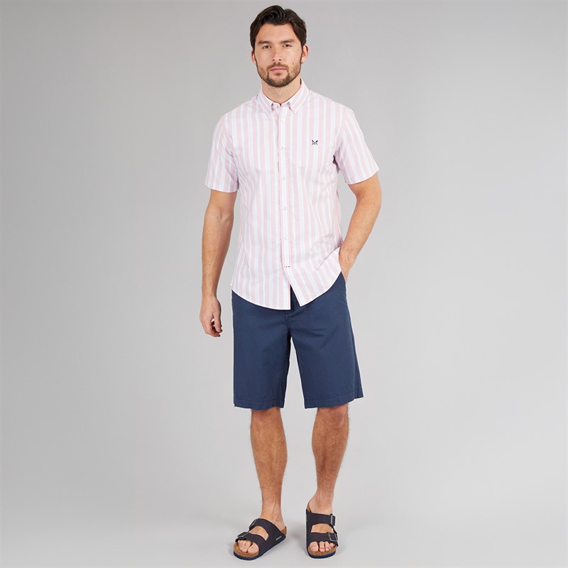 Crew Clothing Mens Linen Blend Shorts Heritage Navy/Heritage White