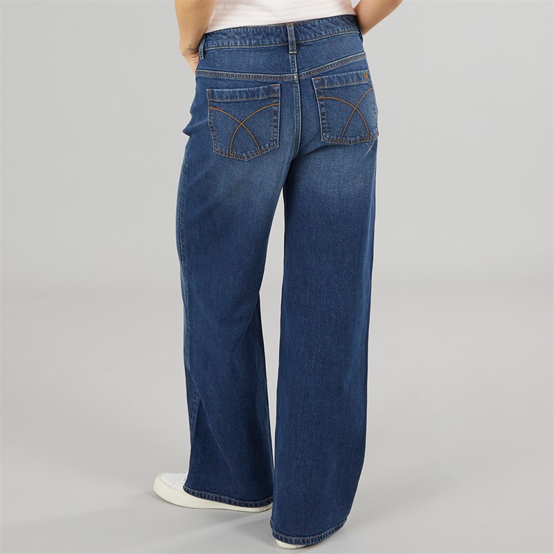 Crew Clothing Womens Wide Leg Jeans Indigo Wash