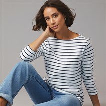 Crew Clothing Womens Ultimate Breton Striped T-Shirt White/Heritage Navy