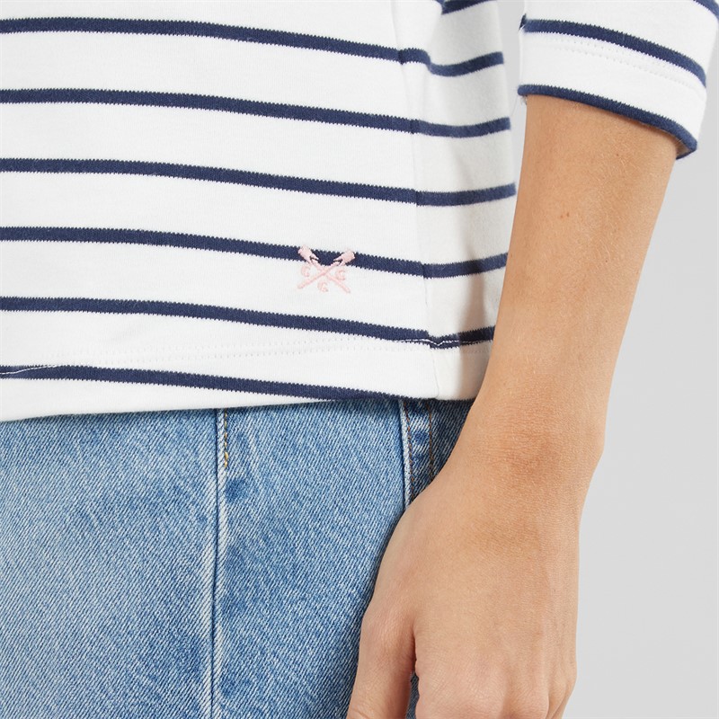 Crew Clothing Womens Ultimate Breton Striped T-Shirt White/Heritage Navy
